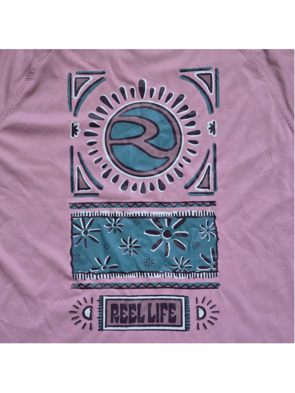 Women's Reel Life Long Sleeve UV Tee, Size M, Pink and Teal - Picture 5 of 8